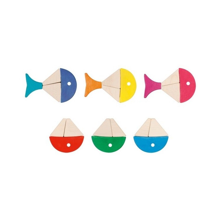Coffret de construction et puzzle poissons colorés