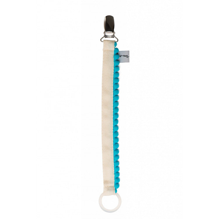 Attache-tétine Pompon Bleu néon