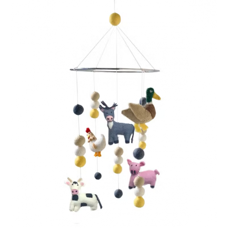 Mobile figurines en feutrine - La ferme