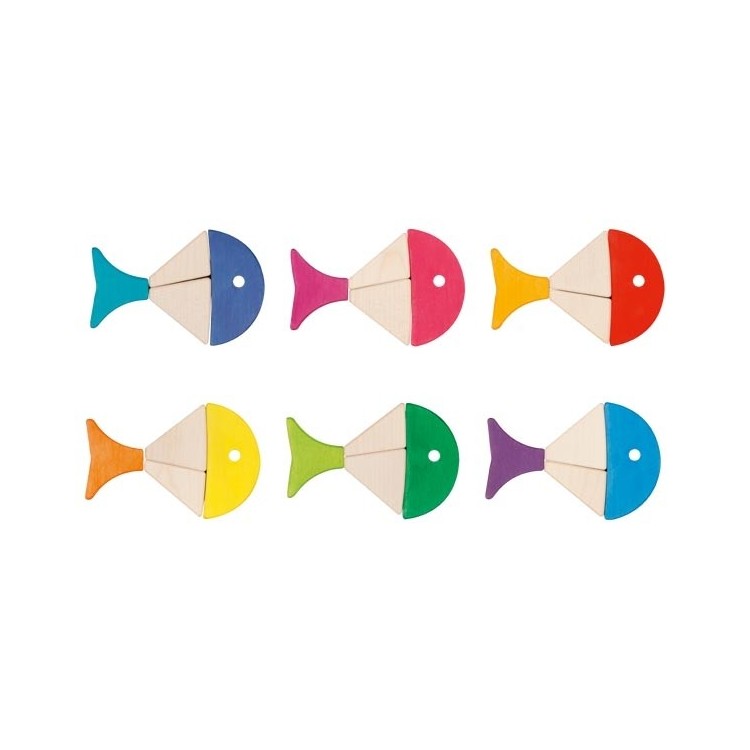 Coffret de construction et puzzle poissons colorés