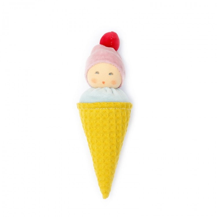 Hochet en coton éponge bio - Cornet de glace