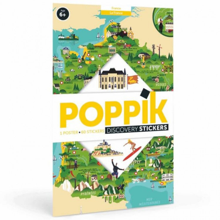 Poster éducatif 88 stickers - Carte de France