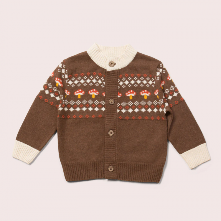 Cardigan bébé en coton bio - motif Champignons