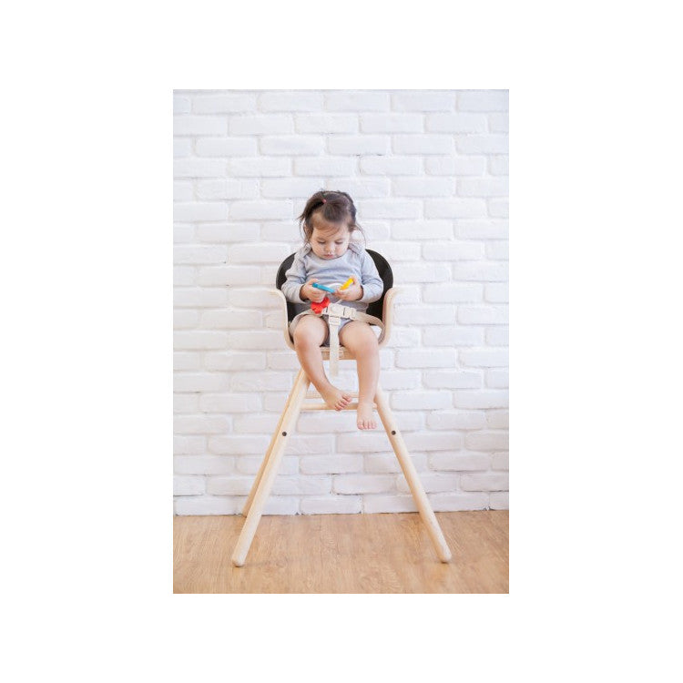 Chaise haute ajustable en bois d'hévéa