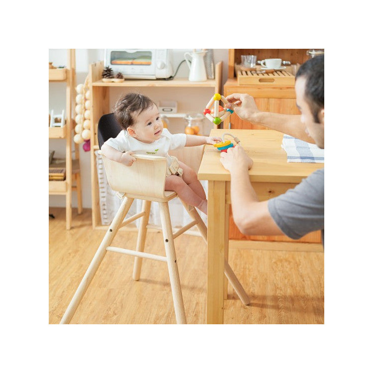 Chaise haute ajustable en bois d'hévéa