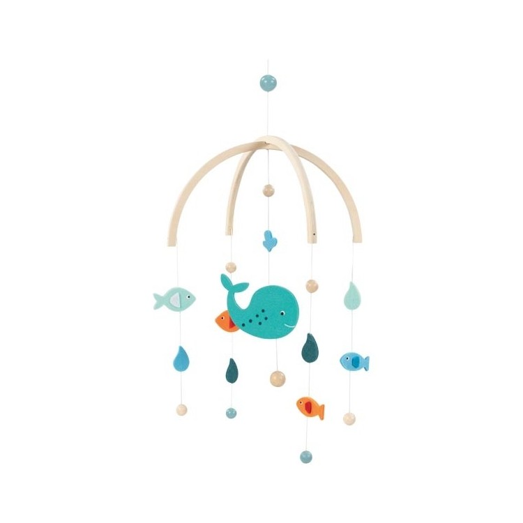 Mobile baleine en bois
