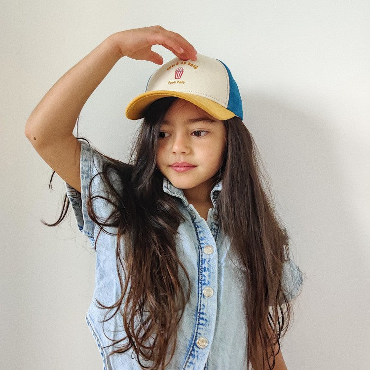 Casquette "Pop corn" en coton upcyclée