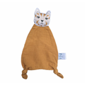 Doudou plat en gaze de coton à tête de chat