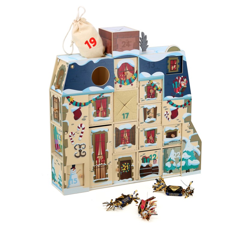Calendrier de l’avent en bois - Maison à remplir