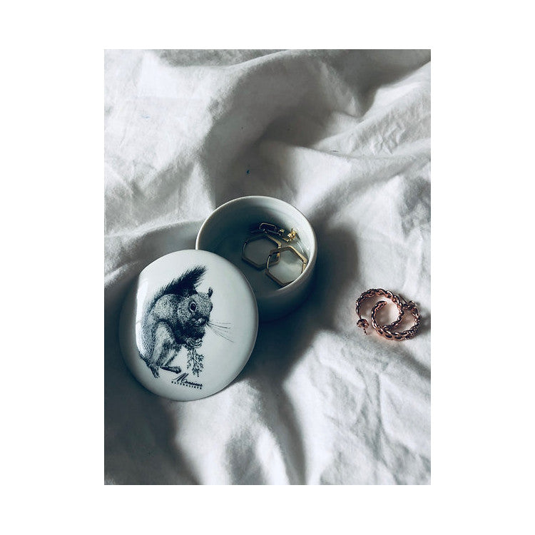 Petite boîte en porcelaine - Ecureuil