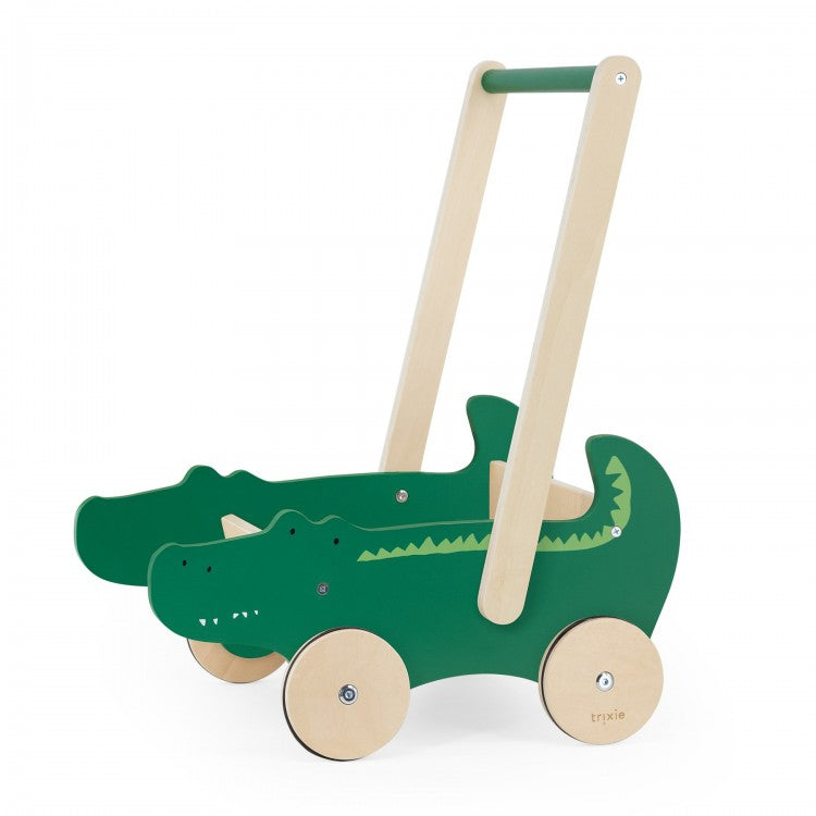 Chariot à pousser en bois Crocodile