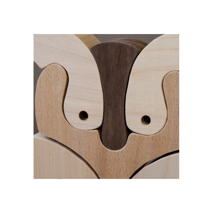 Puzzle déco Hibou en bois naturel