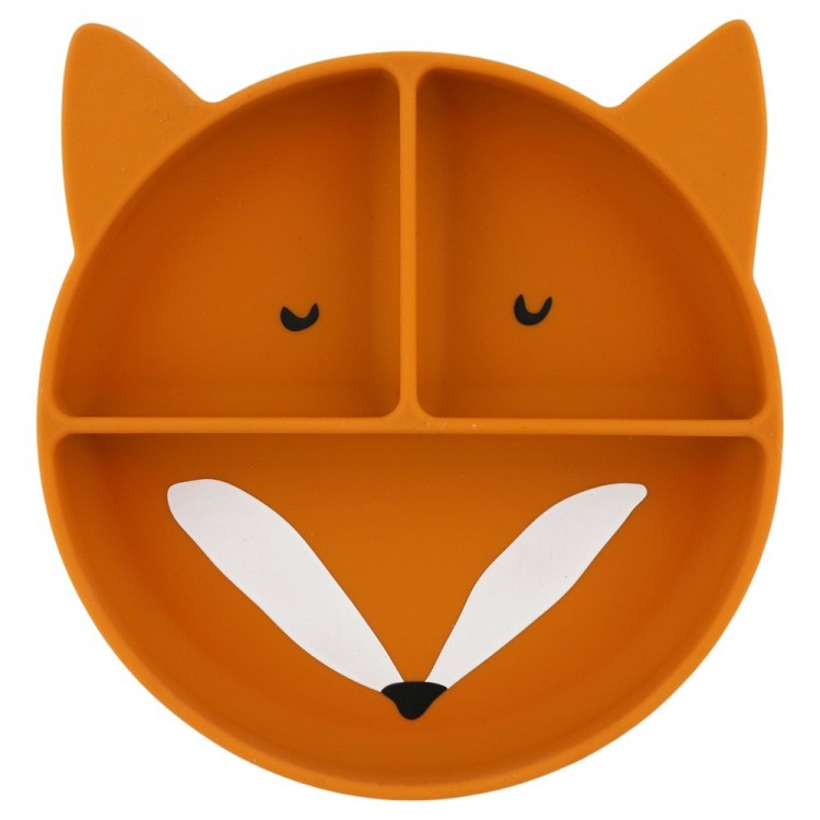 Assiette à compartiments et ventouse en silicone - Renard