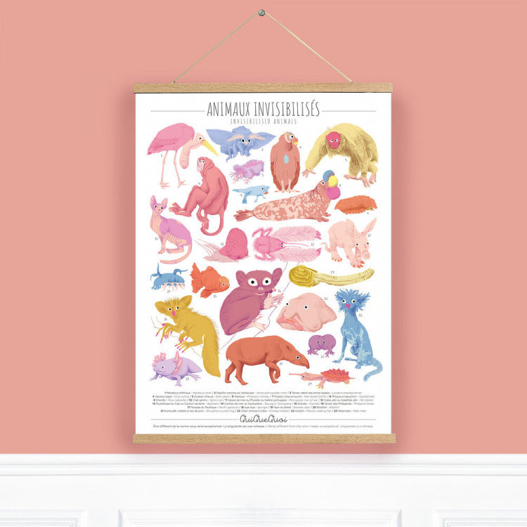 Affiche QuiQueQuoi "Animaux Invisibilisés" - 50x70 cm