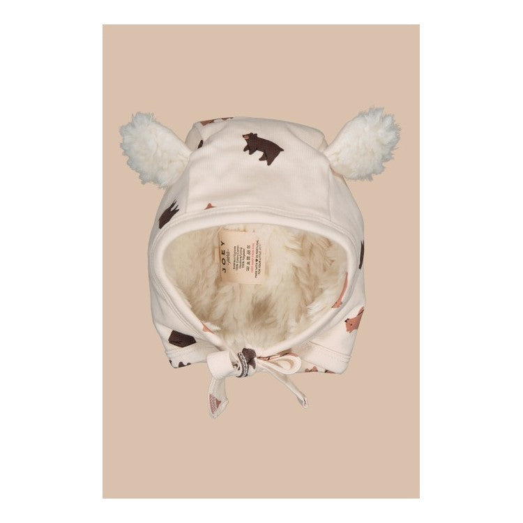 Béguin fourré à oreilles - imprimé Ours