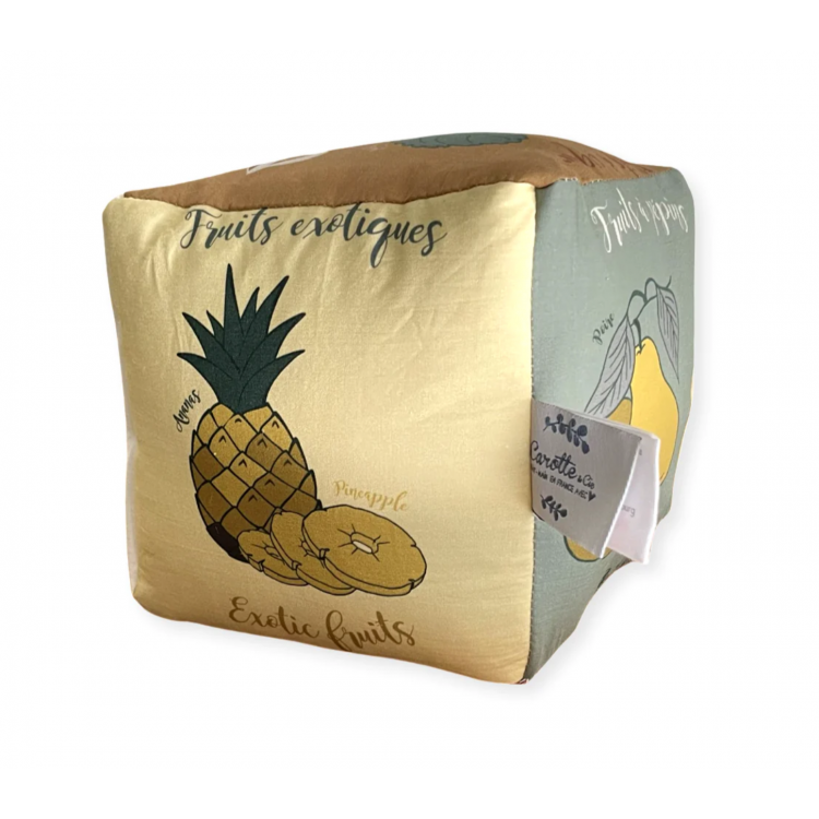 Cube d'éveil en tissu - Les familles de fruits