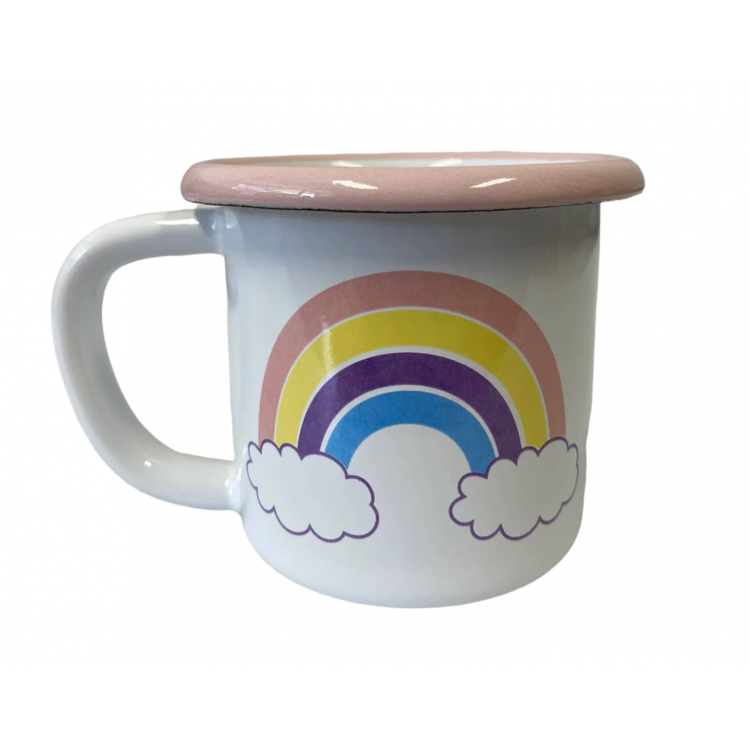Ensemble vaisselle enfant en émail - Motif arc-en-ciel