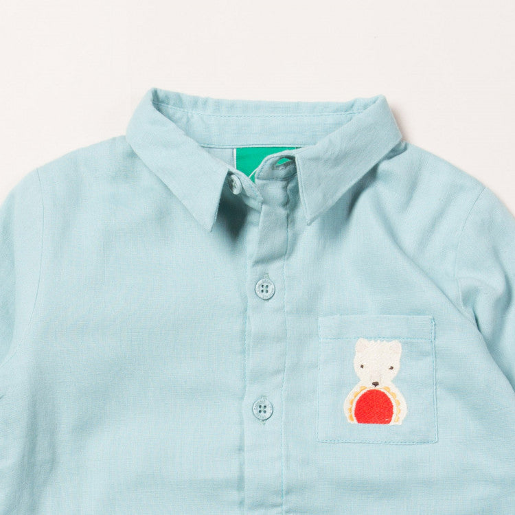 Chemise confort brodée en double gaze de coton